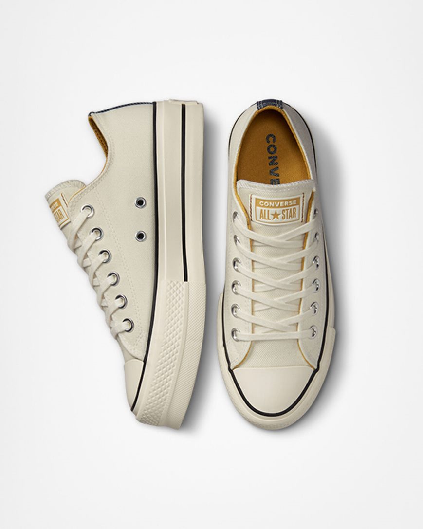 Dámské Boty Na Platformy Converse Chuck Taylor All Star Lift Denim & Platene Nízké Béžový Tmavě Blankyt Oranžové | CZ JWNV09